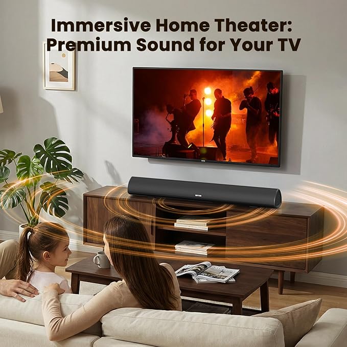 BESTISAN 100 Watt 40 Inch TV Sound Bar, Home Theater System Wired and Wireless Soundbar Speaker(Bluetooth 5.0, 105dB, Dsp Audio, Bass Adjustable, Wall Mountable)