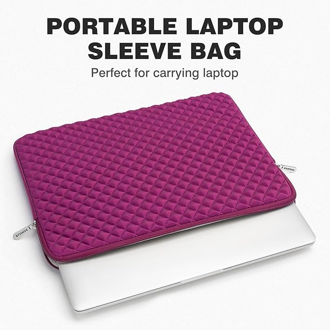 RAINYEAR 11 Inch Laptop Sleeve Diamond Foam Shock Resistant Neoprene Case Fluffy Lining Carrying Bag Compatible with 11.6'' MacBook Air Surface MacBook Neo A18 for 11" Computer Notebook (Rose Red)