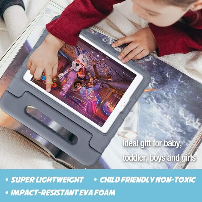 ProCase Kids Case for iPad 9th Generation/iPad 8/iPad 7, iPad 10.2 Case 2021 2020 2019/iPad Air 10.5/iPad Pro 10.5 Kids Case, Shockproof Lightweight Case with Convertible Handle -Grey