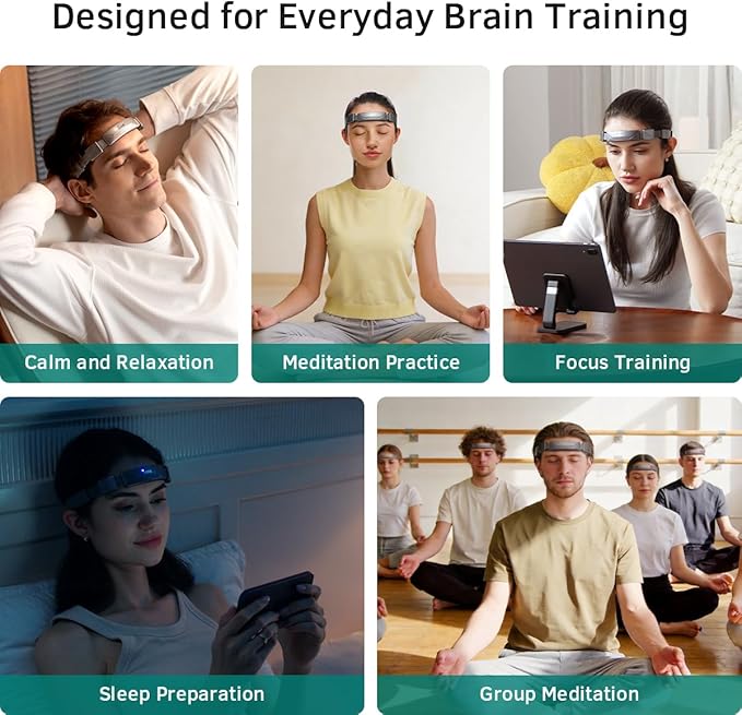 EEG Neurofeedback Headband for Meditation & Brainwave Monitoring, Real-Time Brain Activity Tracker with App, Train Focus, Relaxation & Sleep Preparation