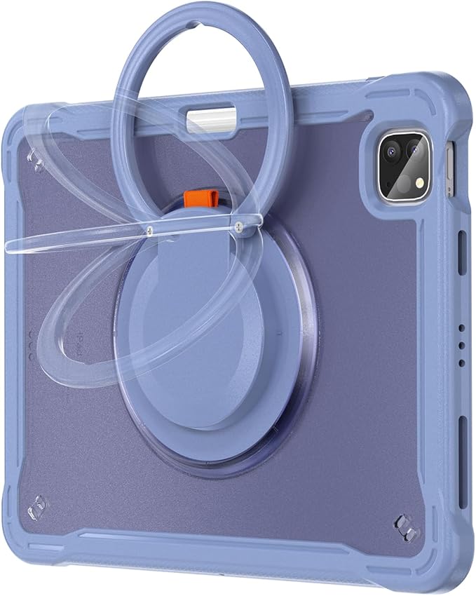 Batianda Ultimate Protective Case for iPad Pro 11-inch 2022 4th M2 Chip /2021 (3rd Generation) Rugged Shockproof Tablet Cover with 360° Rotatable Kickstand & Shoulder Strap & Pencil Holder, Lavender