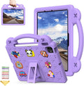 for Apple iPad Air 11 inch Kids Case M3/M2 (2025/2024) Slim Stand Cover with Pencil Holder/Handle/Kickstand Cute DIY Lightweight Cute Soft EVA Foam Shockproof Tablet Cover, Light Purple Bear