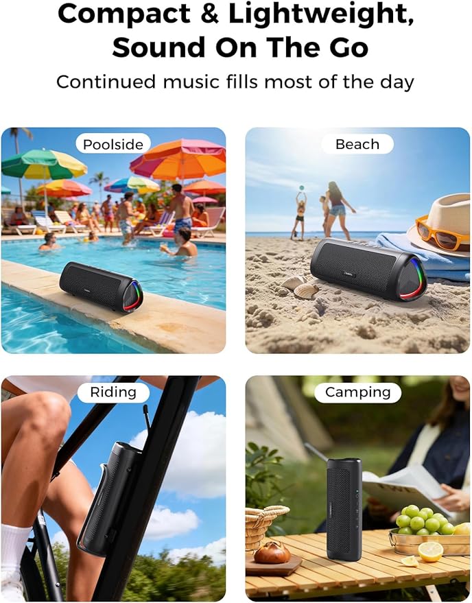 BolaButty Bluetooth Speaker Portable Wireless, IPX5 Waterproof, Up to 20H Playtime, TWS Pairing, BT5.3, for Home/Party/Outdoor/Camping/Beach Essentials, Birthday Gift (Black)