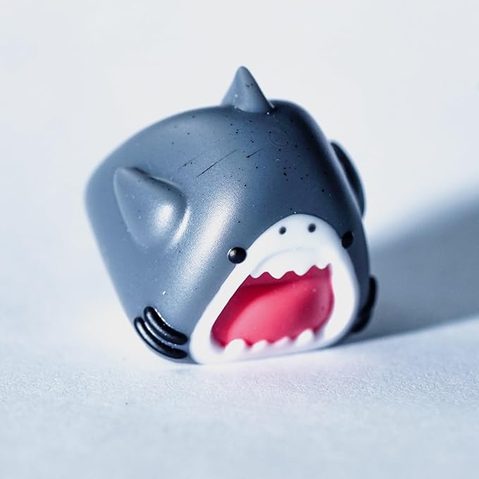 Cute Grey Shark Artisan Keycap R1 SA Profile Custom Sea Creatures Keycaps 1U ESC Handmade Cool Gaming Resin Key Cap Cherry MX Switch Compatible Mechanical Keyboard Sea Lover Gift