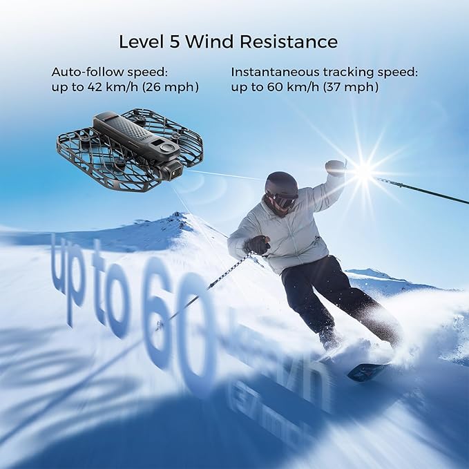 HOVERAir X1 PRO 4K Drone with Camera, Foldable Action Flying Camera with 42 KM/H Follow Speed, 15+ Fully Automatic Flight Modes, Fly Anywhere with OmniTerrain, SmoothCapture 2.0(Skiing Combo)