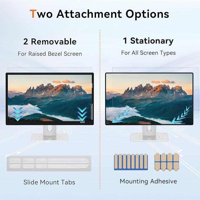 [2-Pack] 23 Inch Computer Blue Light Blocking Screen Protector for 16:9 Widescreen Monitor, Anti Glare Anti-UV Eye Protection Desktop PC LED Monitor Filter, Removable Anti-Scratch Screen Film 23in