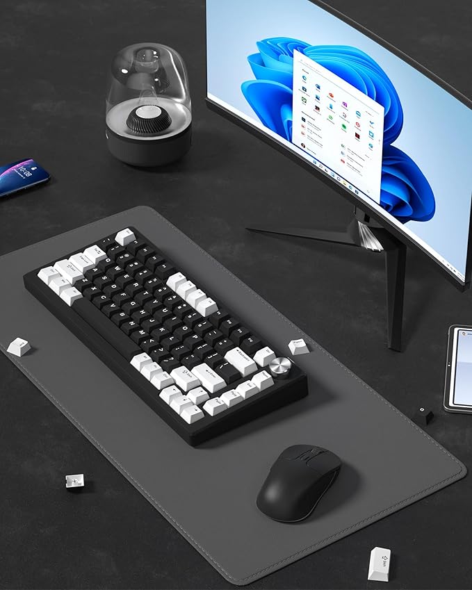 Womier Double Shot PBT Keycaps Set 138 Keys, Cherry Profile Custom Keycaps 60 65 75 100 Percent for 61/64/68/84/87/100/104/108 Retro Gaming Mechanical Keyboard, Black White