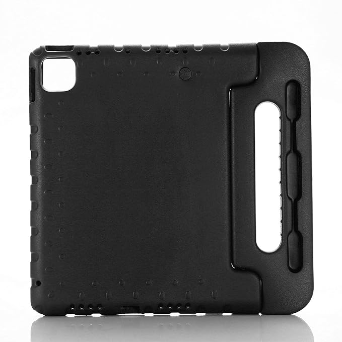 Kids Case for iPad Pro 11" M5/M4 & iPad Air 11" (2026/2025/2024) Shockproof Case with Pencil Holder, Techcircle Light EVA Foam Handle Stand Bumper Protective Child Friendly Drop Proof Cover, Black