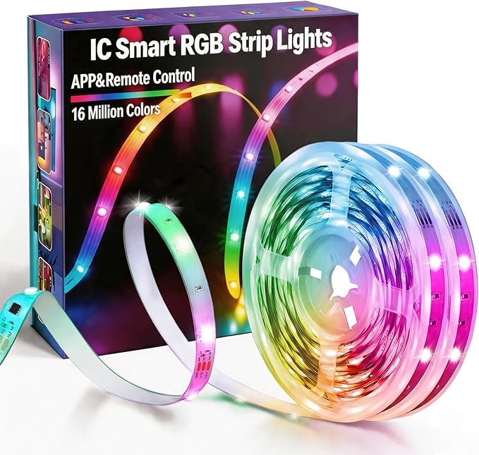 MFWW 66FT Strip Lights, Smart IC RGB LED Lights Multiple Colors on One Line, App+Remote Control, Timing, Multimodal, Music Sync, Color Changing Lights for Bedroom, Party Home Decor