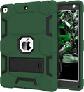 CCMAO for iPad 9th Generation Case, iPad 8th 7th Generation Case, iPad 10.2 Inch 2021/2020/2019 Case, Heavy Duty Rugged Shockproof Protective Cover with Kickstand, Dark Green+Black