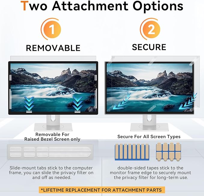 [2-Pack] 23.8 Inch Computer Blue Light Blocking Screen Protector for 16:9 Widescreen Monitor, Anti Glare Anti-UV Eye Protection Desktop PC LED Monitor Filter, Removable Anti-Scratch Screen Film 23.8in
