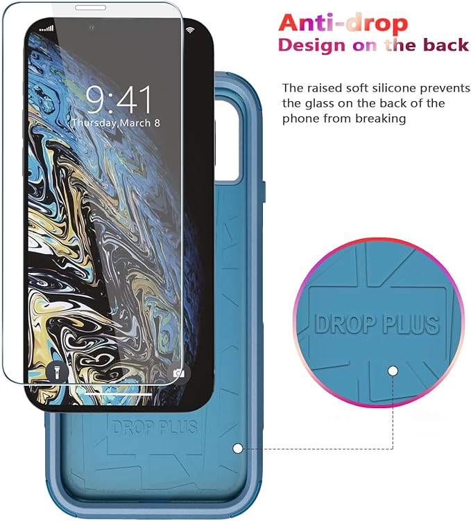 Diverbox for iPhone X Case/iPhone Xs Case [Shockproof] [Dropproof] [Tempered Glass Screen Protector ] Heavy Duty Protection Phone Case Cover for Apple iPhone X/XS (Blue)