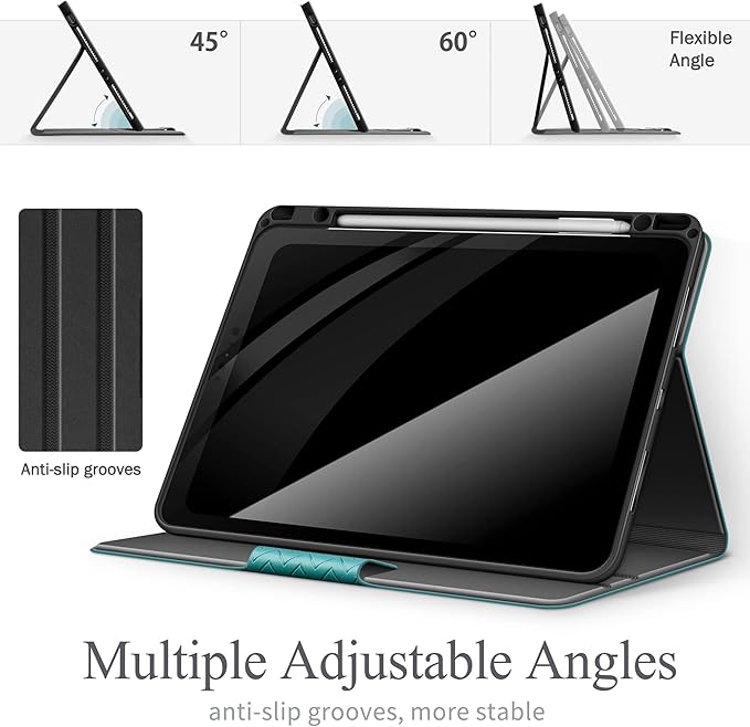 auaua Case for iPad Pro 12.9 6th/5th/4th/3rd Generation 2022/2021/2020/2018, Slim Durable Leather Stand Cover with Pencil Holder, Auto Sleep/Wake (Green)