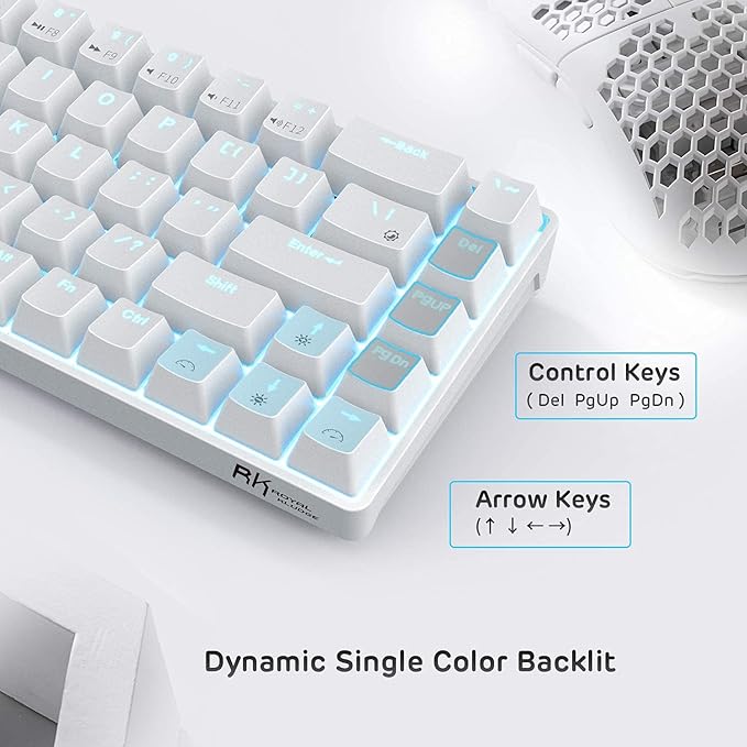 RK ROYAL KLUDGE RK68 Wireless Hot Swappable 65% Mechanical Keyboard, 68 Keys Compact BT5.0 Gaming Keyboard with Stand-Alone Arrow/Control Keys, Tactile Brown Switch
