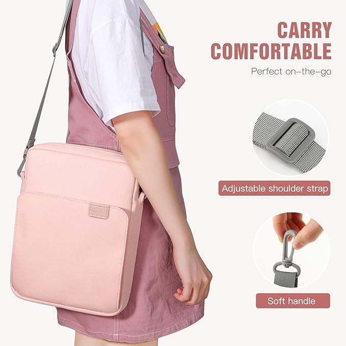 TiMOVO 9-11 Inch Tablet Sleeve Bag with Shoulder Strap for iPad 11-inch A16 2025, iPad 10th Gen. 10.9"/10.2", Galaxy Tab A9+/A11Plus 11", Pink