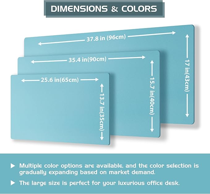 Aothia Double-Sided Desk Pad – 35.4" x 15.7" Leather Desk Mat with Eco Cork Protector, Large Mouse Pad, Waterproof Desk Blotter for Office/Home (Blue Topazn)