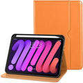 DTTO for iPad mini 7th (A17 Pro) 2024/iPad Mini 6th Generation Case 2021 8.3 Inch, Premium Leather Business Folio Stand Cover for Mini 7/6 with Pencil Holder-Multiple Viewing Angles, Orange