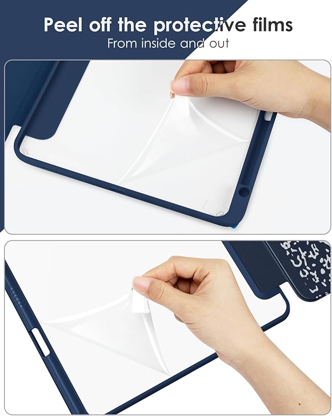 VIKESI for iPad Pro 11 Inch 4th/3rd/2nd/1st Generation Case, iPad Air 11-inch / 5th / 4th Generation Case with Clear Back,Pencil Holder,Auto Sleep/Wake,Camera Protection,Blue Book
