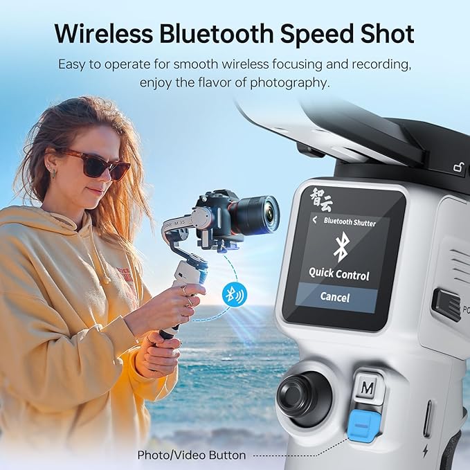 ZHIYUN Crane M3S [Office], 3-axis Lightweight Camera Gimbal Stabilizer for Mirrorless, Smartphone, GoPro Action Camera, 1.22" Color Screen, Bluetooth Control, Fill Light, Vertical Shooting