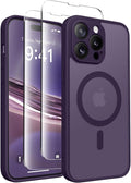 CAPRARO Magnetic for iPhone 14 Pro Case, [Compatible with MagSafe] [Full Camera Protection] Shockproof Protective Slim Translucent Matte Phone Case for iPhone 14 Pro 6.1'', Deep Purple