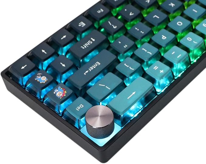 MOLGRIA SKYLOONG GK68 Blue Backlit Gaming Keyboard with Side Transparent Pudding Keycaps, Hot Swappable Red Optical Switches, Type C Wired Knob Mechanical Keyboard for Win/Mac OS