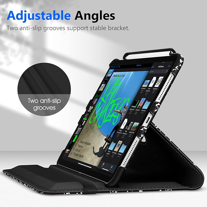 Fintie Rotating Case for iPad Pro 11-inch (4th / 3rd Generation) 2022/2021-360 Degree Swiveling Stand Cover w/Pencil Holder, Auto Sleep/Wake, Also Fit iPad Pro 11" 2nd/1st Gen, Composition Book