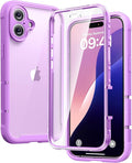 Diaclara Designed for iPhone 16 Plus Case 6.7 Inch,Upgraded [Full Camera Protection] Full Body Rugged Clear Bumper Case with Built-in Screen Protector,Dark Pink