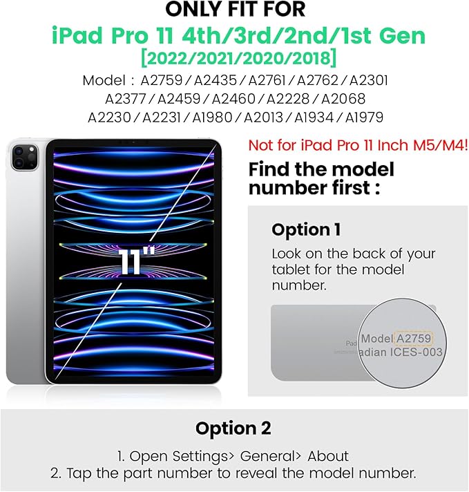 SEYMAC Case for iPad Pro 11 Case 4th/ 3rd/ 2nd/ 1st Gen (2022/2021/2020/2018), Full-Body Shockproof Protective Case with Screen Protector, 360° Rotating Stand and Hand/Shoulder Strap, Black