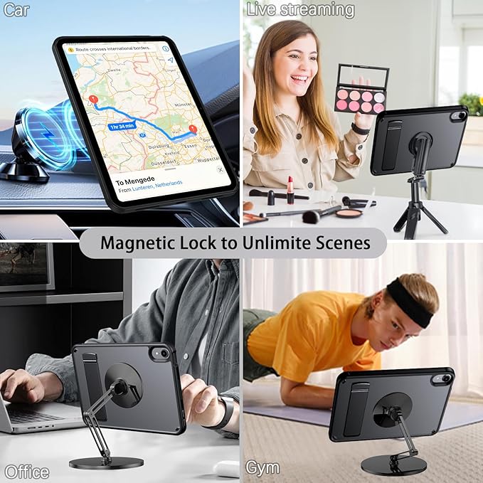 Telaso for iPad mini 7 A17 Pro 2024/iPad Mini 6 2021 Case, iPad mini 7th/6th Gen Magnetic Case with Invisible Portrait/Landscape Stand Translucent Matte Back Soft TPU Bumper Protective Cover, Black