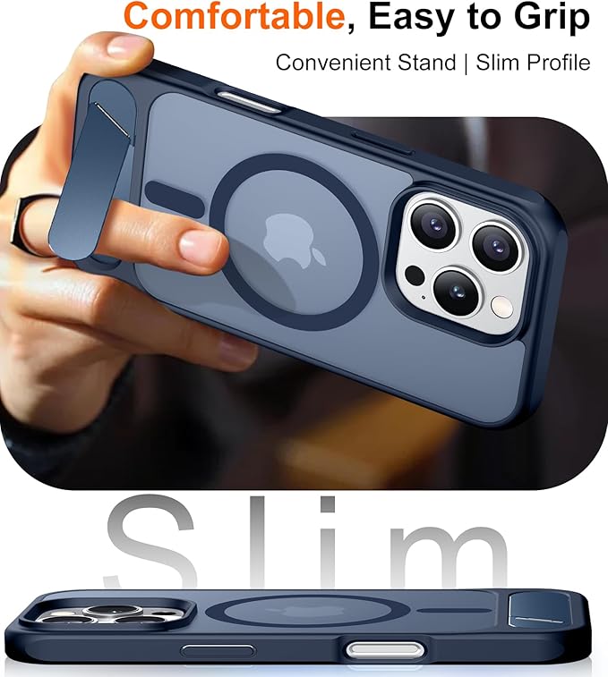 Magnetic Compatible with iPhone 16 Pro Case, [Built-in Invisible Kickstand][Compatible with MagSafe] [Military Grade Shockproof] Slim Translucent Matte Phone Case for iPhone 16 Pro 6.3"