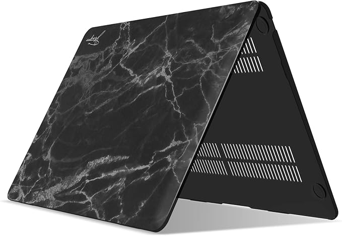 IBENZER Compatible with New MacBook Air 13 inch Case 2022 2021 2020 M1 A2337 A2179 A1932, Plastic Hard Shell Case with Keyboard Cover for Mac Retina Display with Touch ID, Black Marble, MAT13-BKMB+1