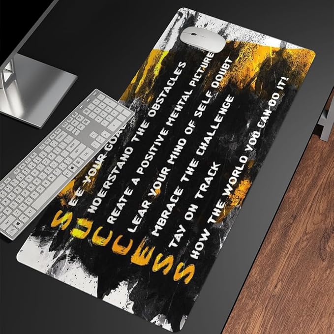 Success Motivational Desk Mat, Big Desk Pad, XXL Extended Gaming Mouse Pad, Large Mouse Pad for Desk Rubber Base Mousepad with Stitched Edges Keyboard Mouse Mat for Work Game Office Home