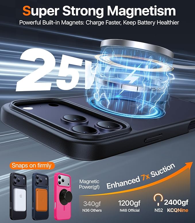 Magnetic for iPhone 17 Pro Case,[Anti-Slip][Compatible with MagSafe][Military Grade Drop Protection] Shockproof Protective Translucent Matte Phone Case for iPhone 17 Pro Case,Black