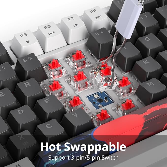 75% Mechanical Gasket Mount TKL Gaming Keyboard - Wired, Custom Hot Swappable, RGB Backlit for PC & Laptop Gamers (Black)