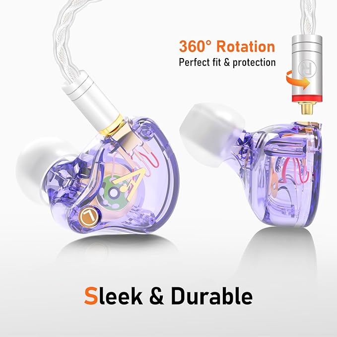 Vibes 202ML Wired Earbuds - HiFi in Ear Headphones for iPhone 5–14, Noise Isolating Ear Buds w/ Mic - Clear Sound, Deep Bass, Comfort-Fit Earphones - MMCX–LTN, Silver Plated Cord, Carrying Case