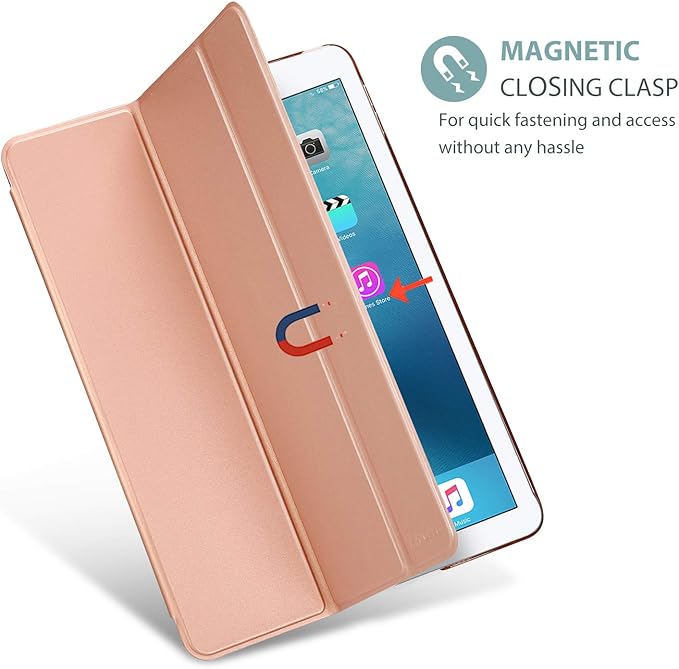 ProCase Smart Case for iPad Pro 9.7 Inch 2016, Ultra Slim Lightweight Stand Smart Case Shell with Translucent Frosted Back Cover for iPad Pro 9.7 Inch (A1673 A1674 A1675) -Rosegold