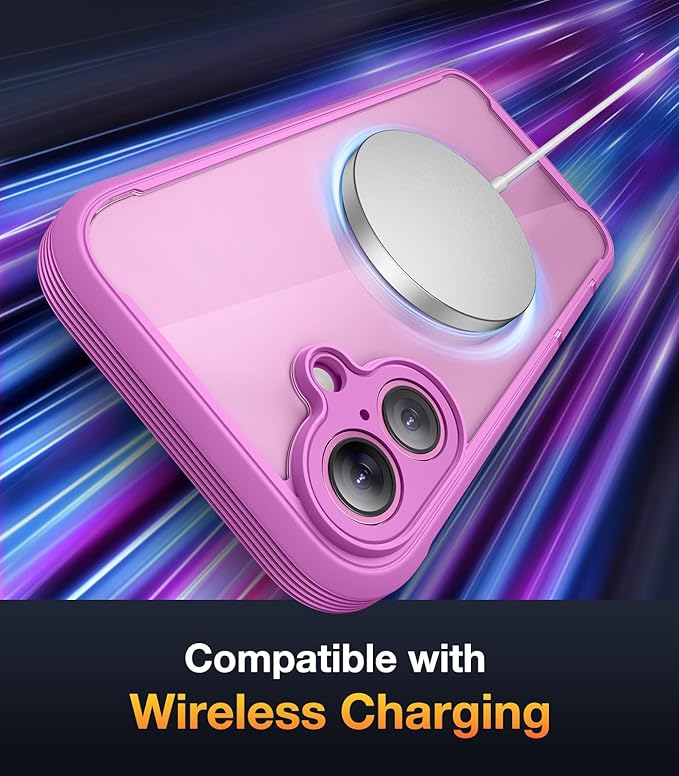 Diaclara Designed for iPhone 16 Case 6.1 Inch,Upgraded [Full Camera Protection] Full Body Rugged Clear Bumper Case with Built-in Privacy Screen Protector for iPhone 16,Pink
