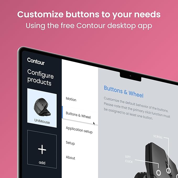 Contour Unimouse Ergonomic Vertical Mouse Adjustable 35°-70° Tilt Angle, 6 Programmable Buttons for Productivity, Customizable Thumb Rest for Wrist Pain Relief | Plug & Play Mac/PC - Wireless - Right