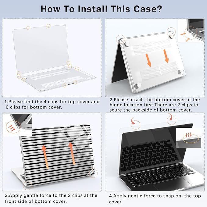 Compatible with MacBook Air 13 inch Case M1 A2337 A2179 A1932 2022 2021 2020 2019 Release, Cute Black Stripe Protective Hard Shell Clear Cover for MacBook Air 13.3 inch
