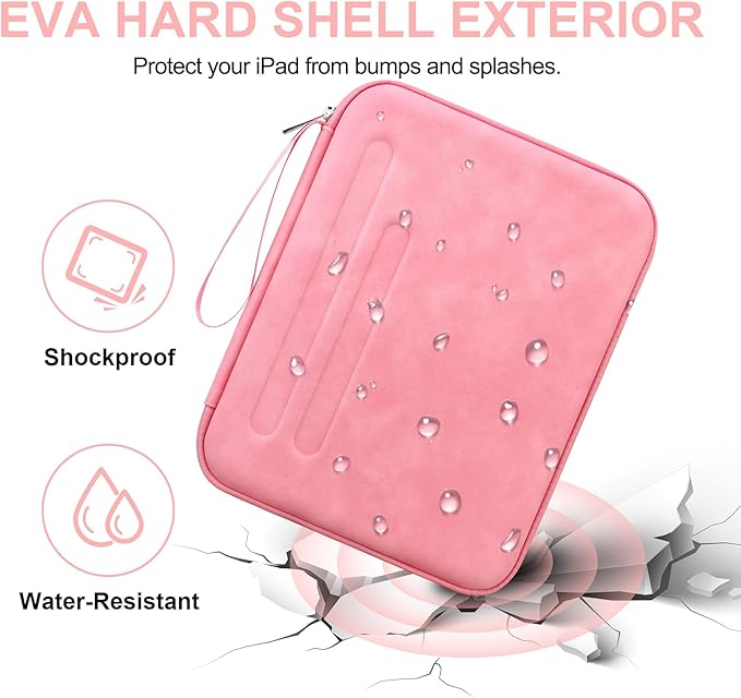 Lacdo iPad Mini 7 Sleeve, iPad Mini Case Bag, Tablet Sleeve Case for iPad Mini 7 (A17 Pro), iPad mini 6 5 4 3 2, Samsung Galaxy Tab A7 Lite/Tab A9 8.7" Hard Shell Protective Tablet Carrying Case, Pink