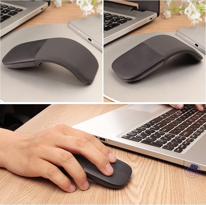 Wireless Foldable Mouse Folding Touch Mice (2.4G Wireless with USB Receiver)-Black