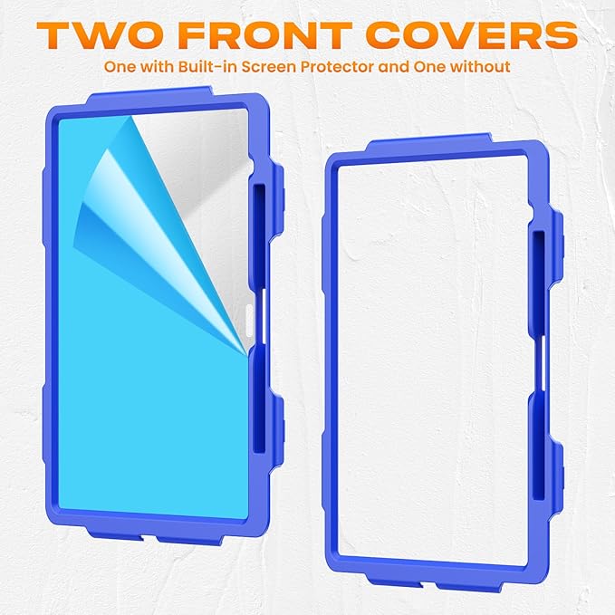 SEYMAC stock Case for iPad Air 13-inch M4-M2 2026-2024 (Gen 8-6), Shockproof Heavy Duty Case with Screen Protector, Pencil Holder, Rotating Stand, Hand Strap, Shoulder Strap, Blue