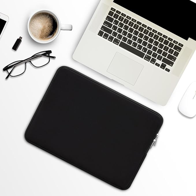RAINYEAR Laptop Sleeve Case Compatible with 13.3 Inch Notebook Computer Chromebook 14" MacBook Pro/Max M1 M2 M3 M4 M5 Soft Cover Protective Case Zipper Carrying Bag (Black, Upgraded Version)