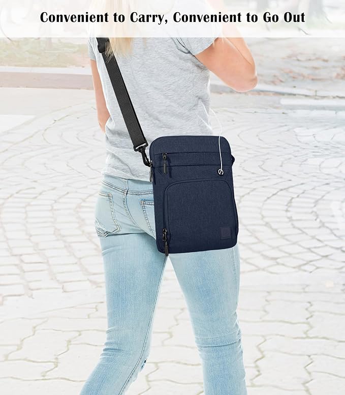 Dadanism 9-11" Tablet Sleeve Bag with Shoulder Strap for iPad (A16) 11", iPad Air M4 Pro M5 11", iPad 10th Gen 10.9", iPad 9/8/7th Gen 10.2", Galaxy Tab A11+ Plus 11", reMarkable 2 10.3",Dusty Blue