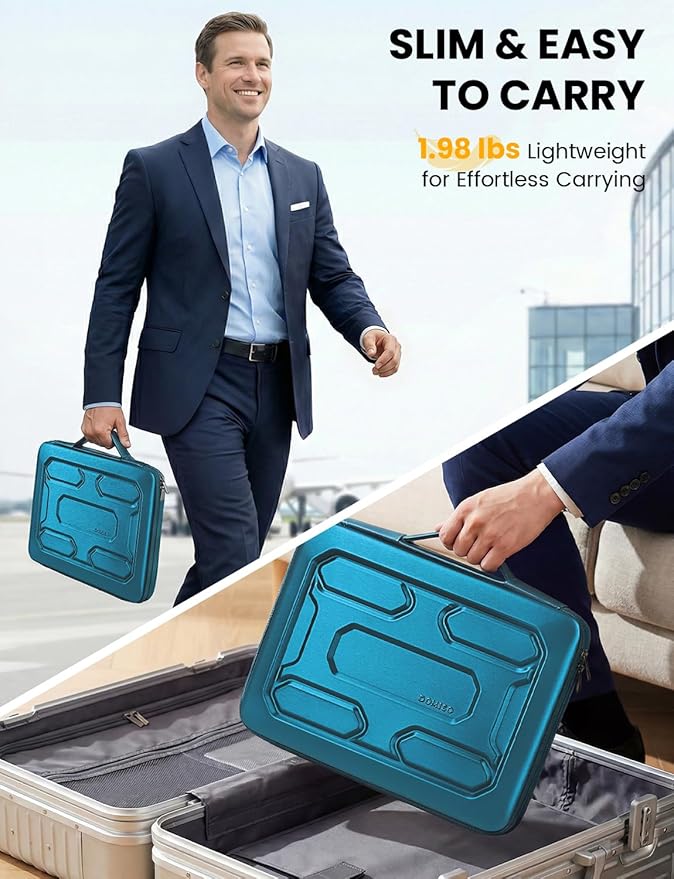 DOMISO Laptop Hard Case 17-17.3 inch Waterproof Shockproof Hard Shell Laptop Sleeve with Handle & Storage Pocket, Compatible with MacBook, HP, Dell, Teal