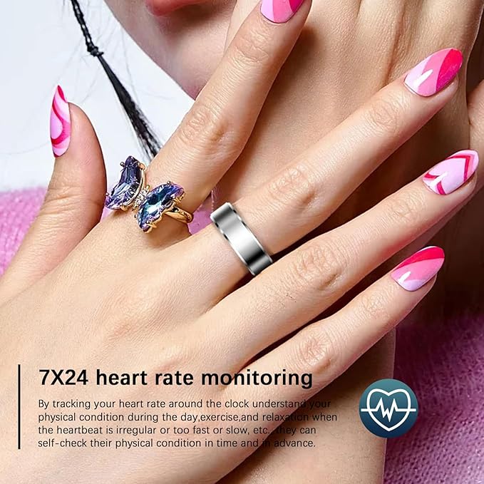 Ultra-Thin Smart Health Tracker Ring with Heart Rate & Sleep Monitoring | Fitness Activity Tracker for Steps/Calories | 7-Day Battery Life | Compatible with iOS/Android (Unisex Design) (9)