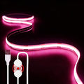 USB LED Light Strip, Pink COB LED Strip Lights, 3.28FT TV Lights Flexible Small Led Lights with Touch Switch Controller 5V LED Strip Light for TV Backlight Bedroom