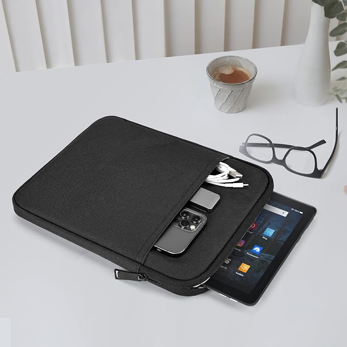 8 Inch Tablet Carrying Sleeve Bag Compatible with 8" Amazon Kindle Fire 8/Fire 8 Plus, 8.3" iPad mini 7 6/7.9" iPad mini 5 4 3 2 1, Samsung Galaxy Tab A7 Lite/Tab A Protective Tablet Case(Black)