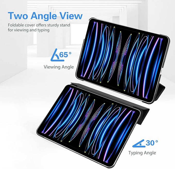 ProCase for iPad Pro 11 Inch Case 2022/2021/2020/2018(4th/3rd/2nd/1st Generation), iPad Pro 11" Slim Stand Hard Back Cover Shell Smart Folio Compatible with Pencil/Support Auto Wake/Sleep -Black