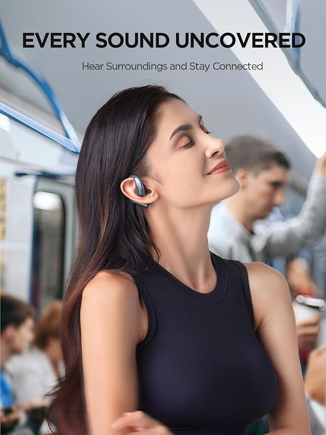 1MORE S70 Open Ear Earbuds Wireless Bluetooth, 40H Battery IPX5 Waterproof, Comfortable Lightweight Headphones for Running Gym Sports, App Control, Clear Calls, Black
